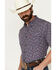 Image #2 - Cinch Men's ARENAFLEX® Paisley Print Short Sleeve Button-Down Stretch Performance Shirt, Dark Blue, hi-res