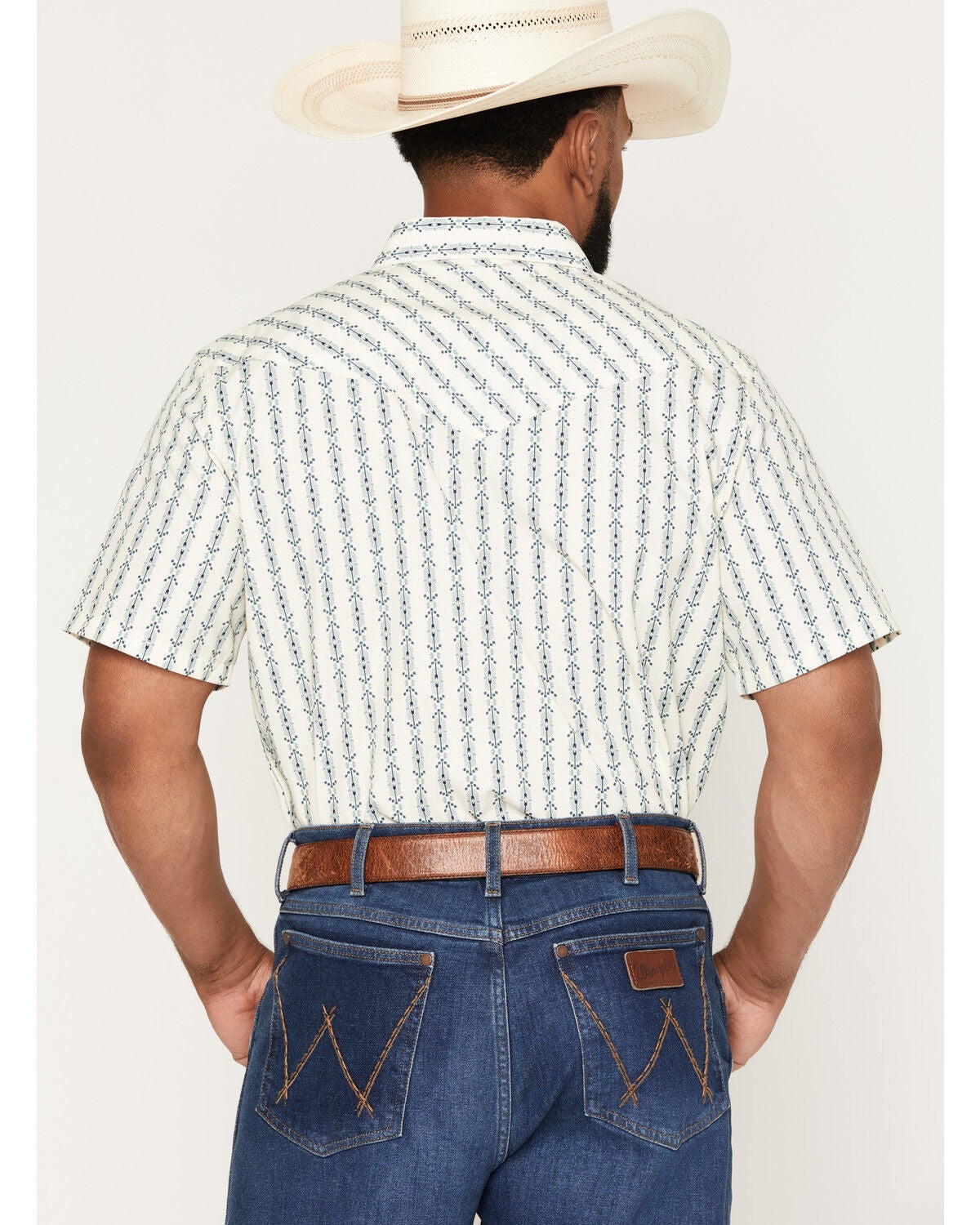 Image #4 - Gibson Trading Co Men's Always Late Medallion Print Short Sleeve Snap Western Shirt, Cream, hi-res
