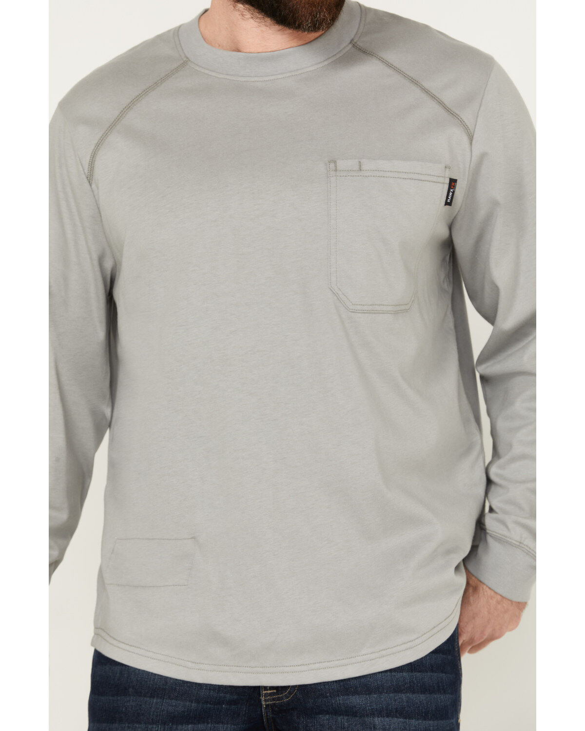 Image #3 - Hawx Men's FR Long Sleeve Pocket T-Shirt - Big, Silver, hi-res