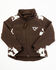 Image #1 - Cowgirl Hardware Toddler Girls' Cow Print Jacket, Chocolate, hi-res
