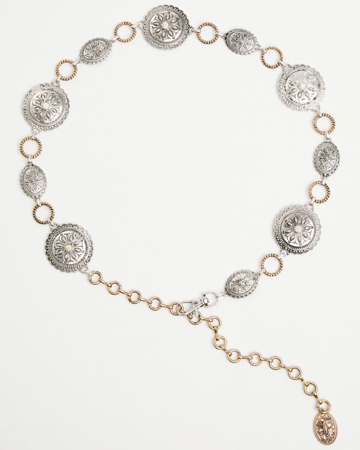 Image #1 - Shyanne Women's Two-Toned Concho Chain Belt, Silver, hi-res