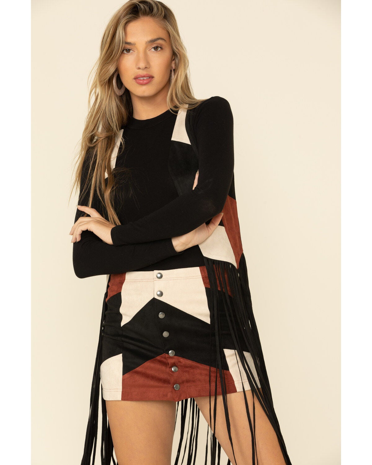 patchwork suede mini skirt