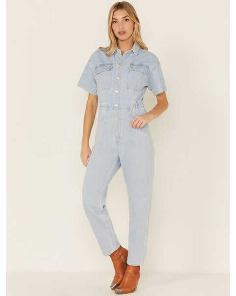 Image #1 - Free People Women's Marci Short Sleeve Button Down Jumpsuit , , hi-res
