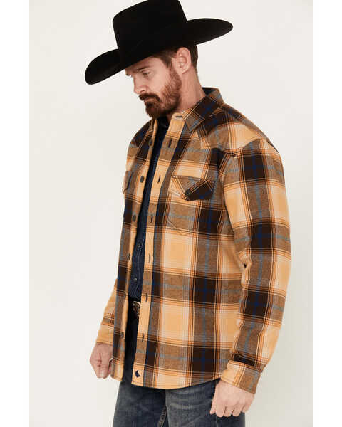 Image #2 - Cody James Men's Plaid Print Long Sleeve Button-Down Shirt Jacket, Tan, hi-res