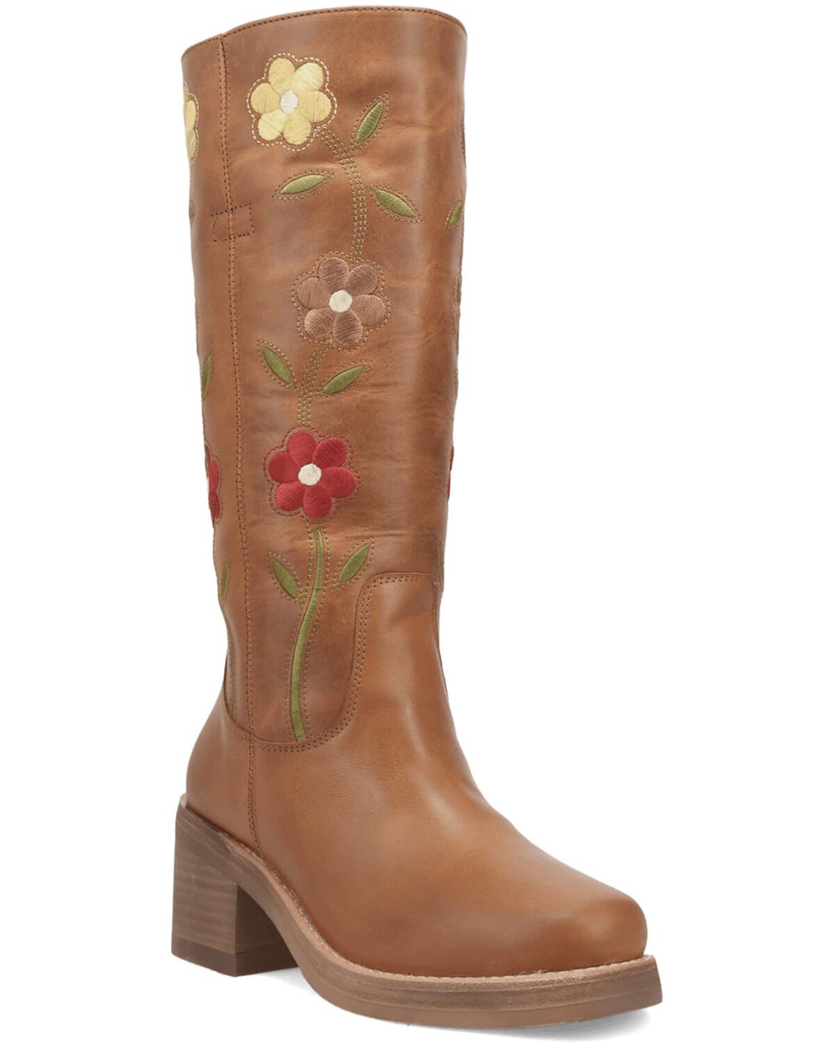 Dingo Women's Floral Bloom Fashion Boots - Round Toe, Tan, hi-res