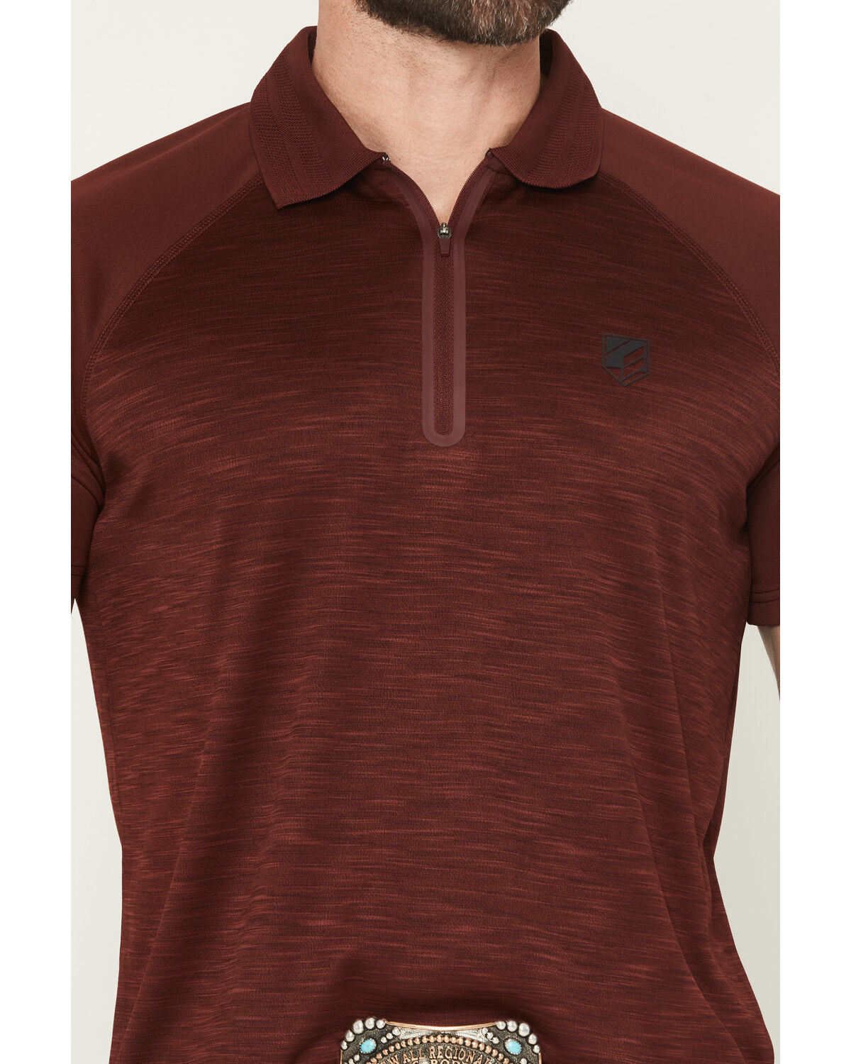 Image #3 - RANK 45® Men's Marfa Solid 1/4 Zip Polo Shirt, Red, hi-res