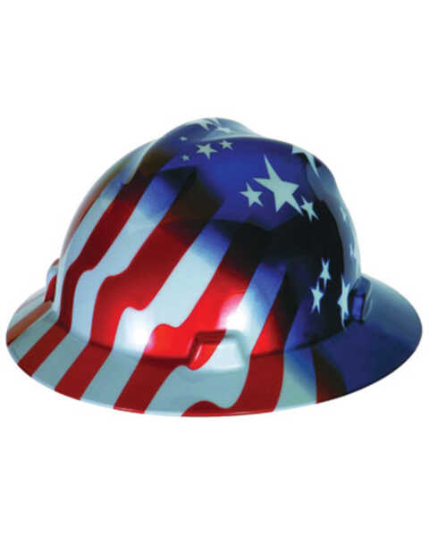 MSA Stars & Stripes Full Brim Cap Style Hard Hat , Multi, hi-res