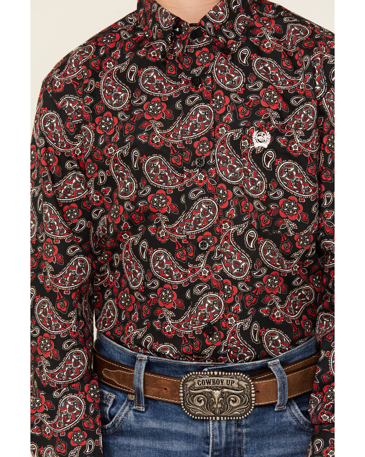 Image #3 - Cinch Boys' Paisley Print Long Sleeve Button-Down Western Shirt, , hi-res