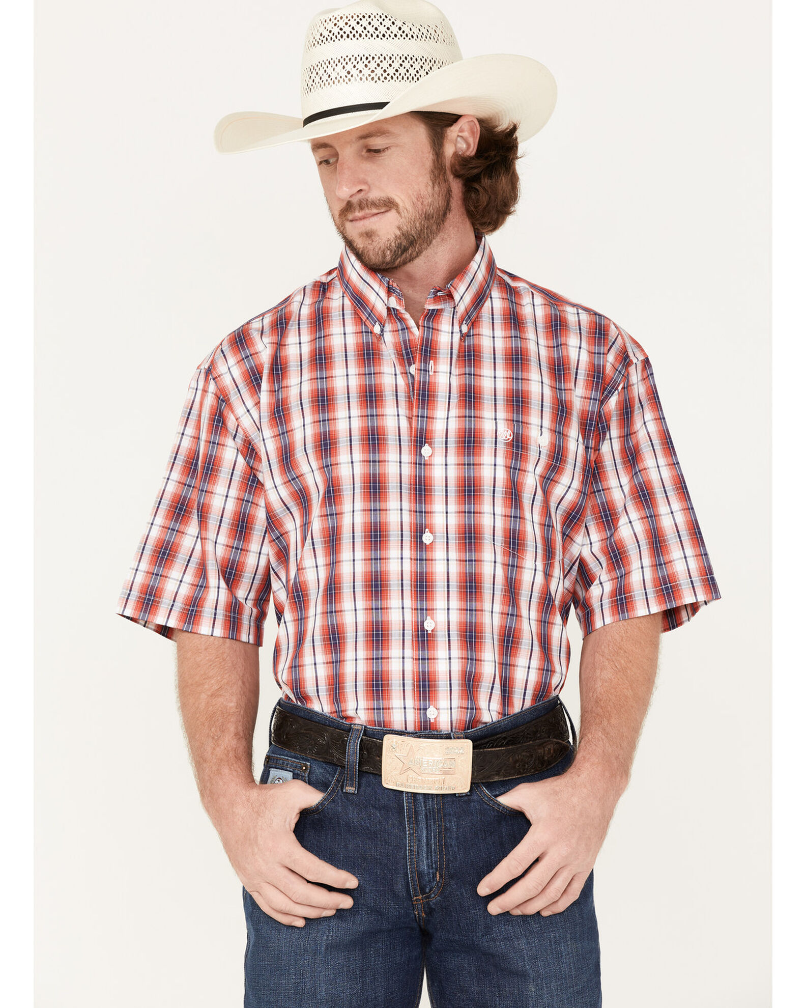 Wrangler Men's Classic Medium Plaid Short Sleeve Button Down Shirt | Boot  Barn