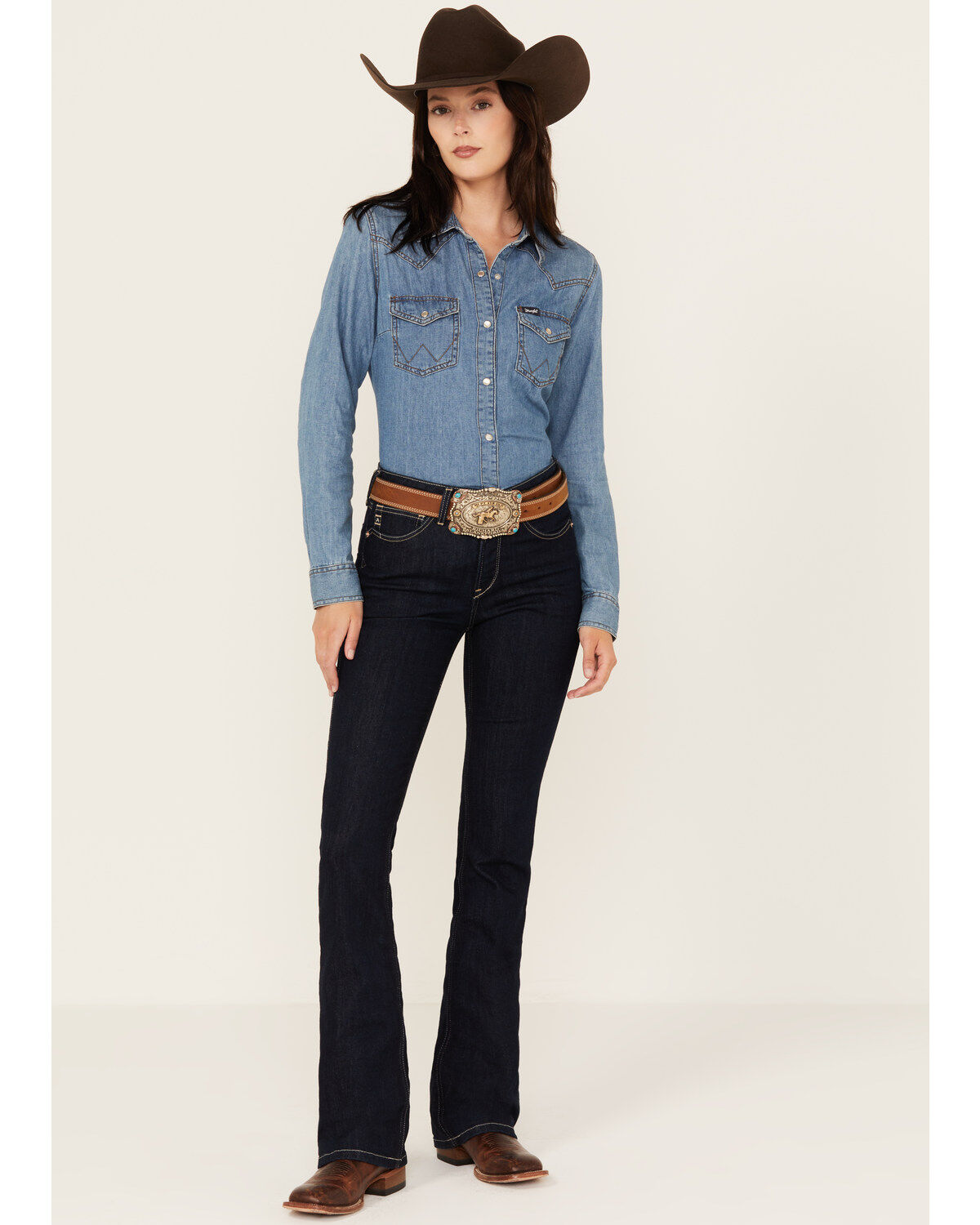 Image #1 - Ariat Women's Dark Wash High Rise Selma Stretch Bootcut Jeans, , hi-res