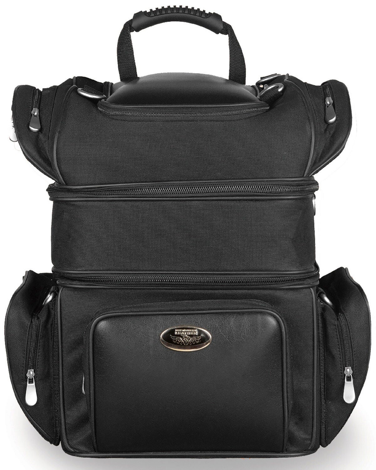 Milwaukee Leather Triple Barrel Sissy Bar Rack Bag, Black, hi-res