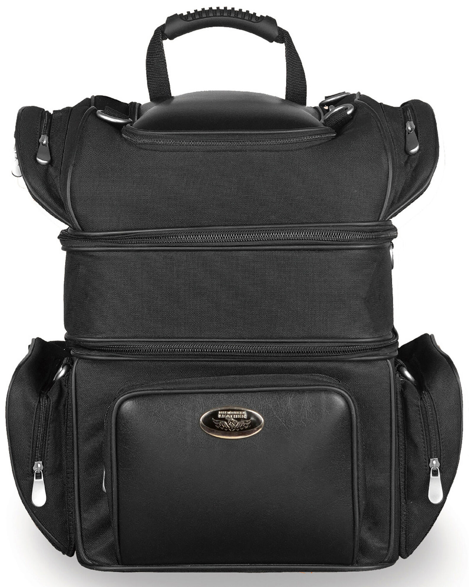 Image #1 - Milwaukee Leather Triple Barrel Sissy Bar Rack Bag, Black, hi-res