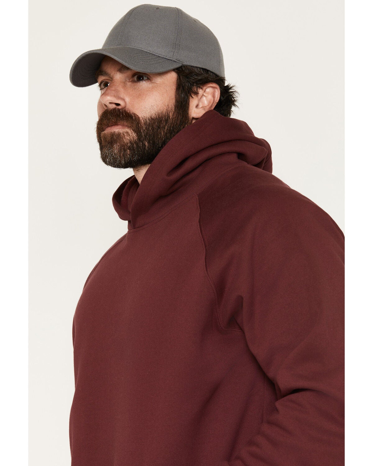 Image #2 - Forge Workwear Men's FR Hooded Sweatshirt, Burgundy, hi-res