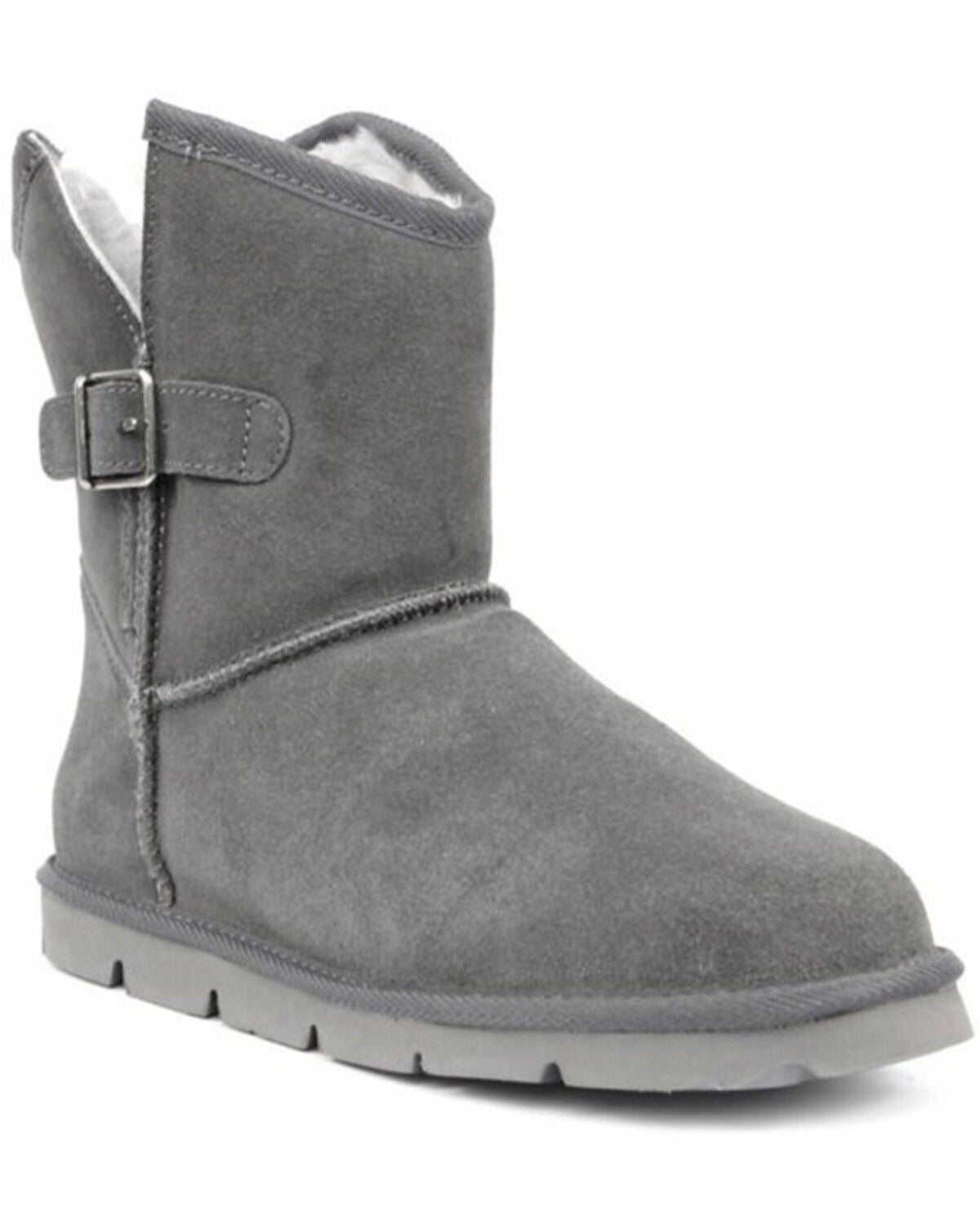 Superlamb Women's Argali Buckle Casual Pull On Boots - Round Toe, Charcoal, hi-res