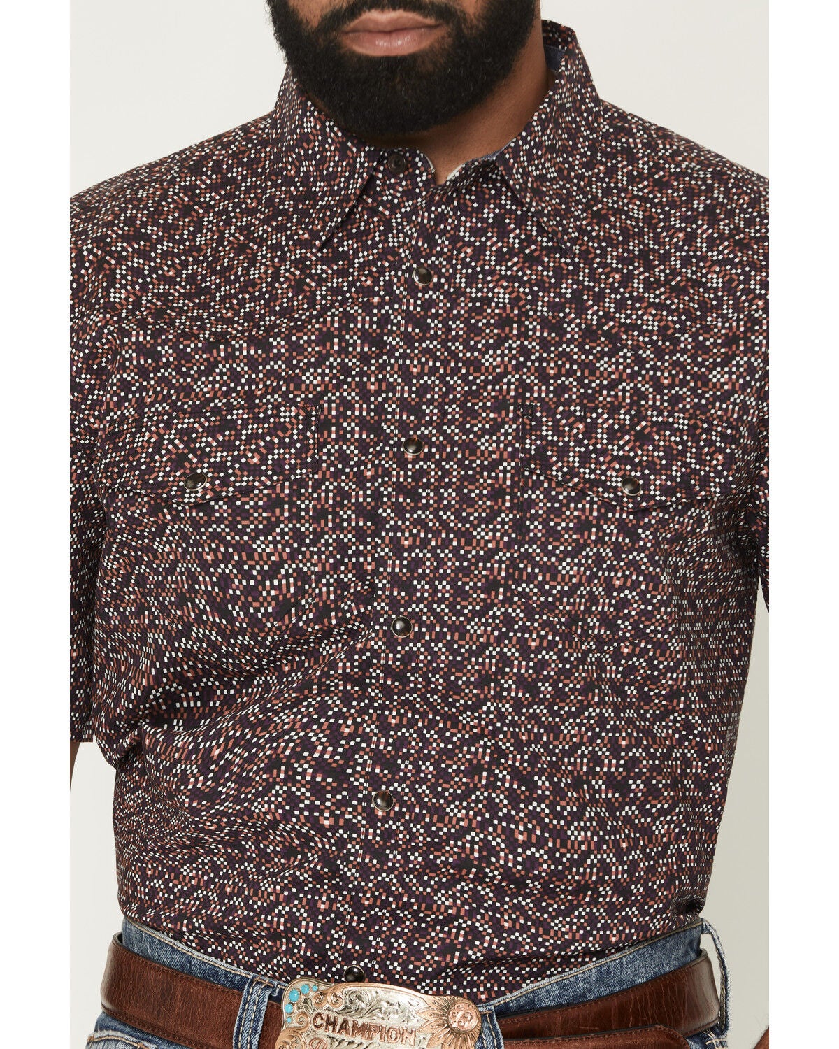 Image #3 - RANK 45&reg; Men's Arena Confetti Geo Print Short Sleeve Snap Stretch Western Shirt, Multi, hi-res