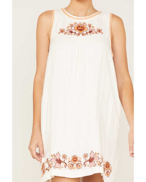 Ariat Women's Valley Embroidered Floral Dress, Ivory, hi-res