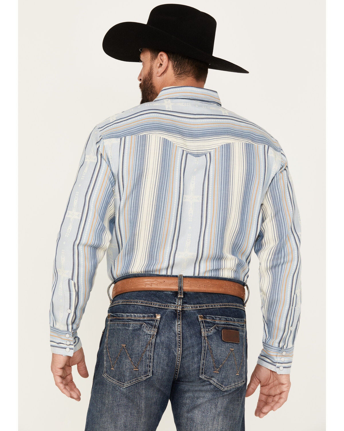 Image #4 - Scully Men's Serape Striped Long Sleeve Pearl Snap Western Shirt, , hi-res