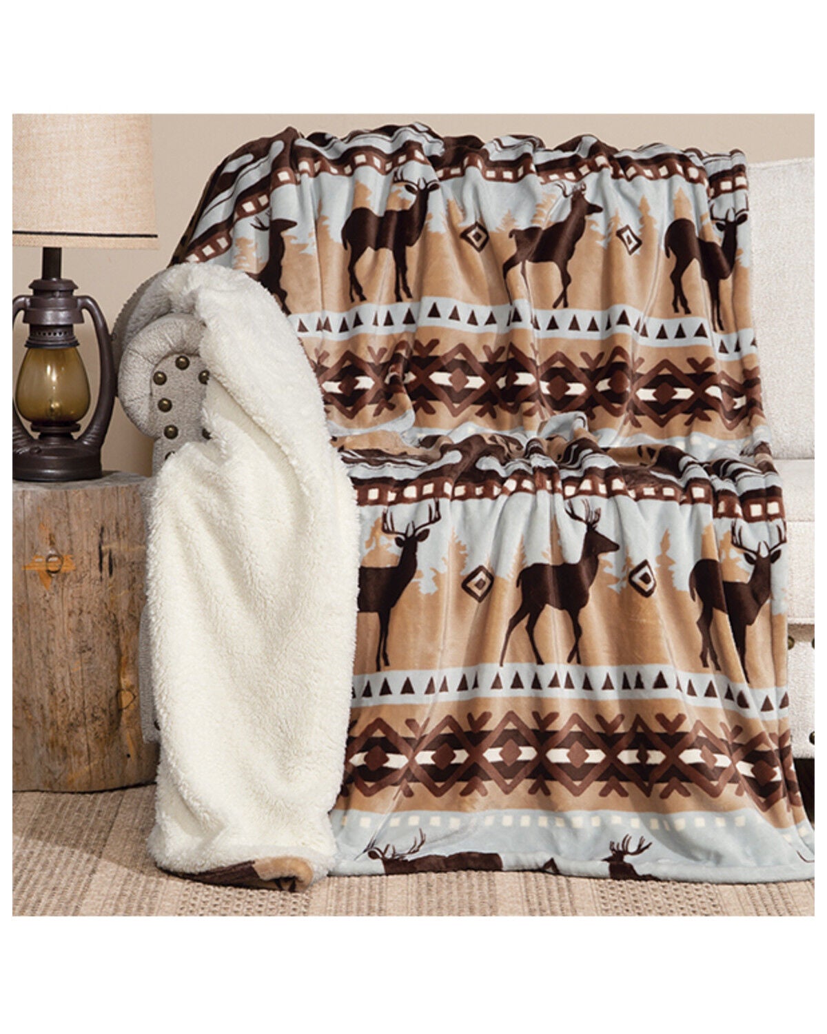 Carstens Home Buck Lake Plush Sherpa Throw Blanket, Brown, hi-res