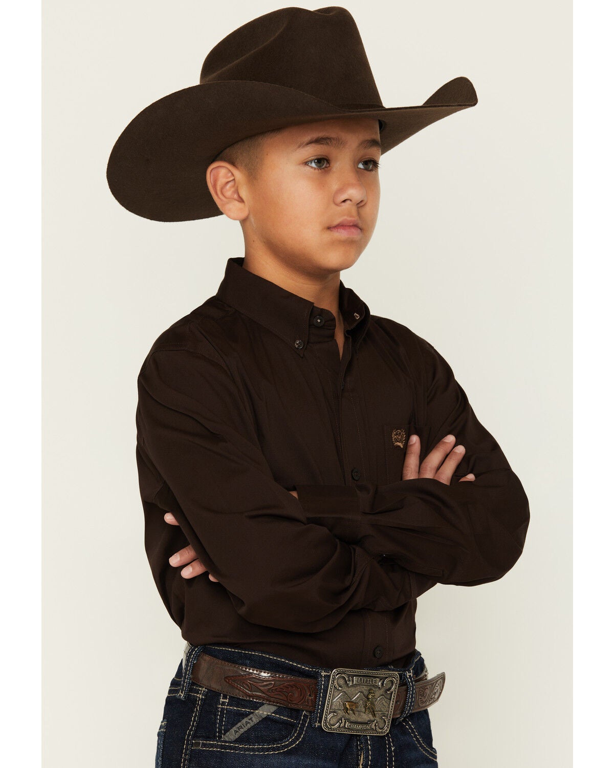 Image #2 - Cinch Boys' Solid Long Sleeve Button-Down Western Shirt, , hi-res