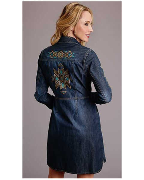 Image #2 - Stetson Women's Aztec Embroidered Long Sleeve Western Shirt Dress, , hi-res