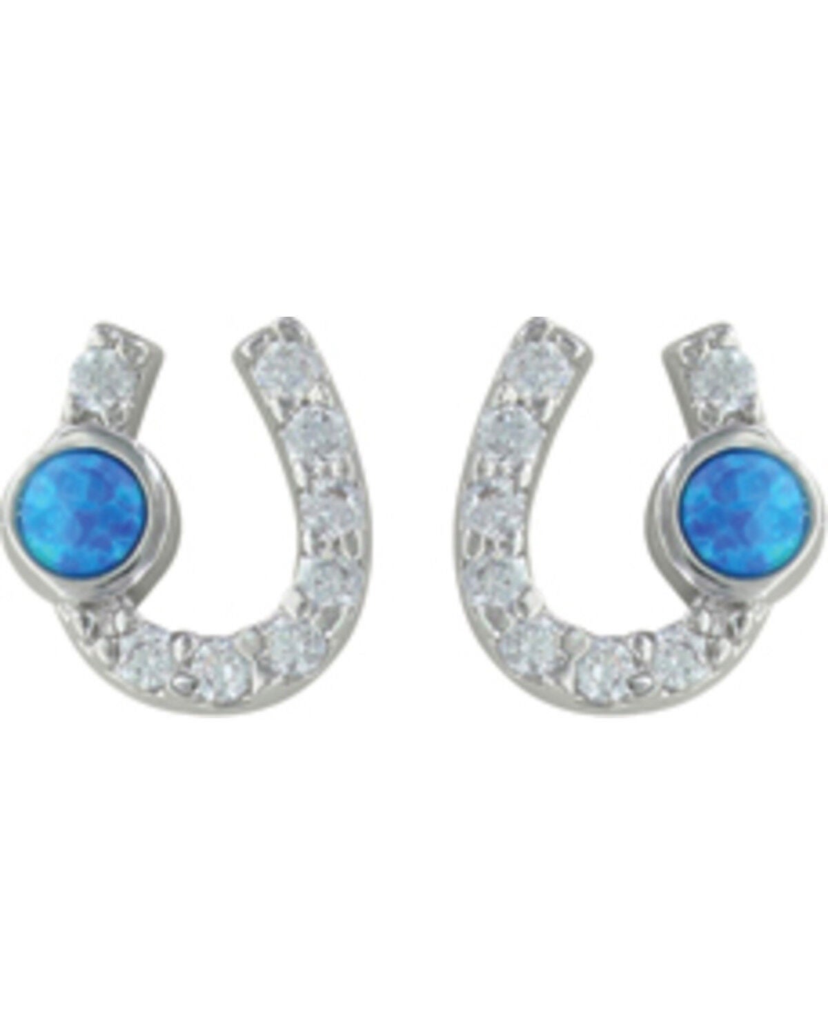 Montana Silversmiths Women's Lightfoot Horseshoe Earrings, Silver, hi-res