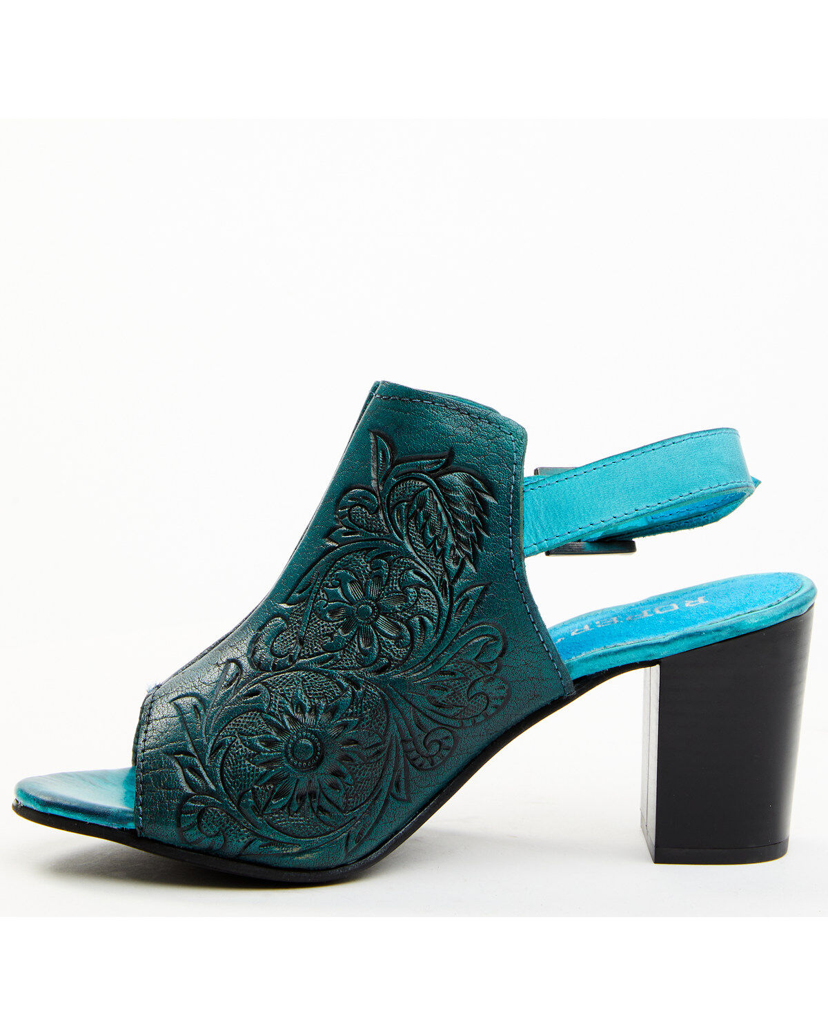 Image #3 - Roper Women's Burnished Tooled Sandals, Blue, hi-res