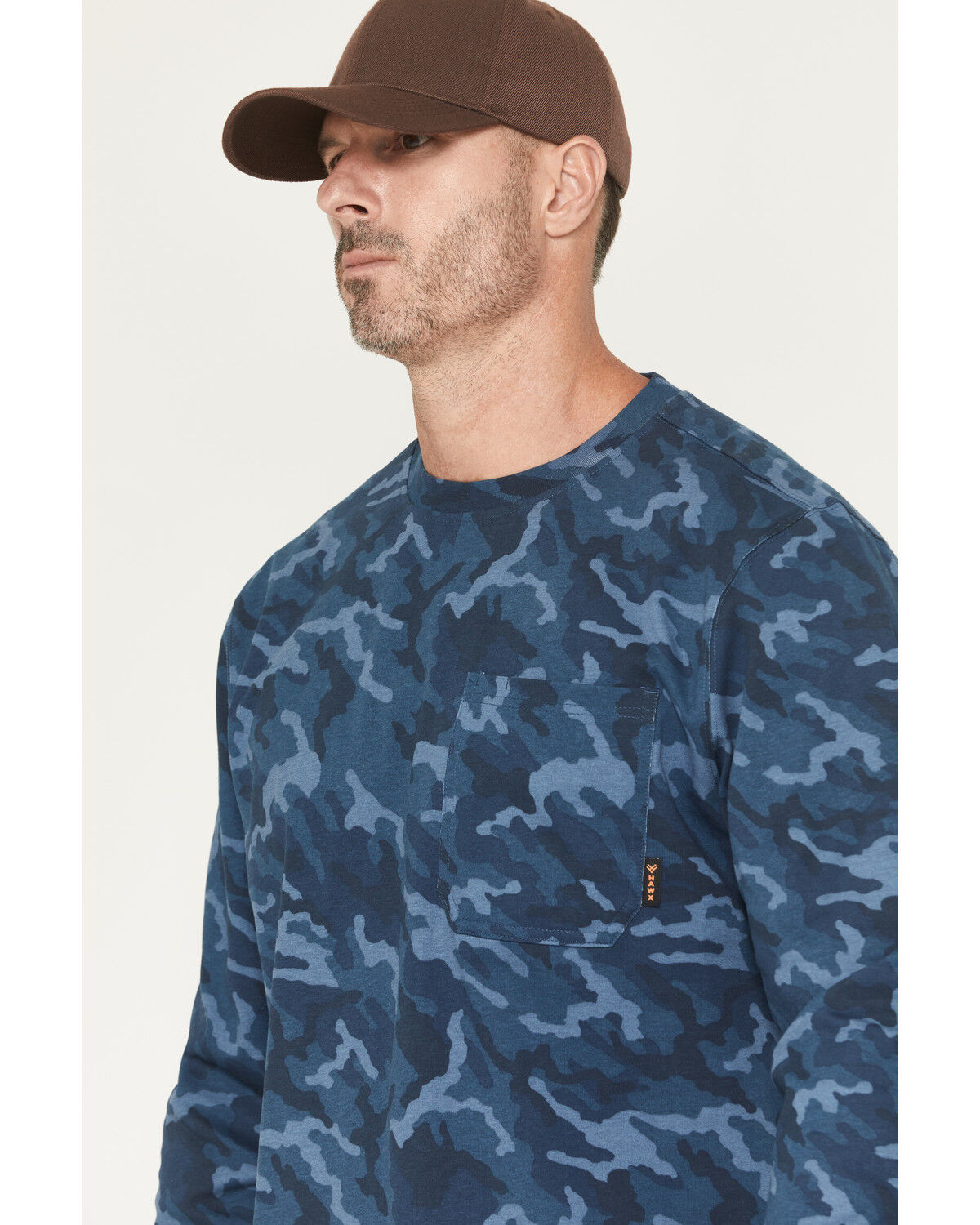 Image #2 - Hawx Men's Forge Camo Print Long Sleeve Work T-Shirt, Navy, hi-res