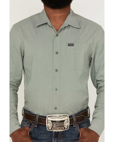Kimes Ranch Men's Solid Linville Coolmax Button Down Western Shirt, Sage, hi-res