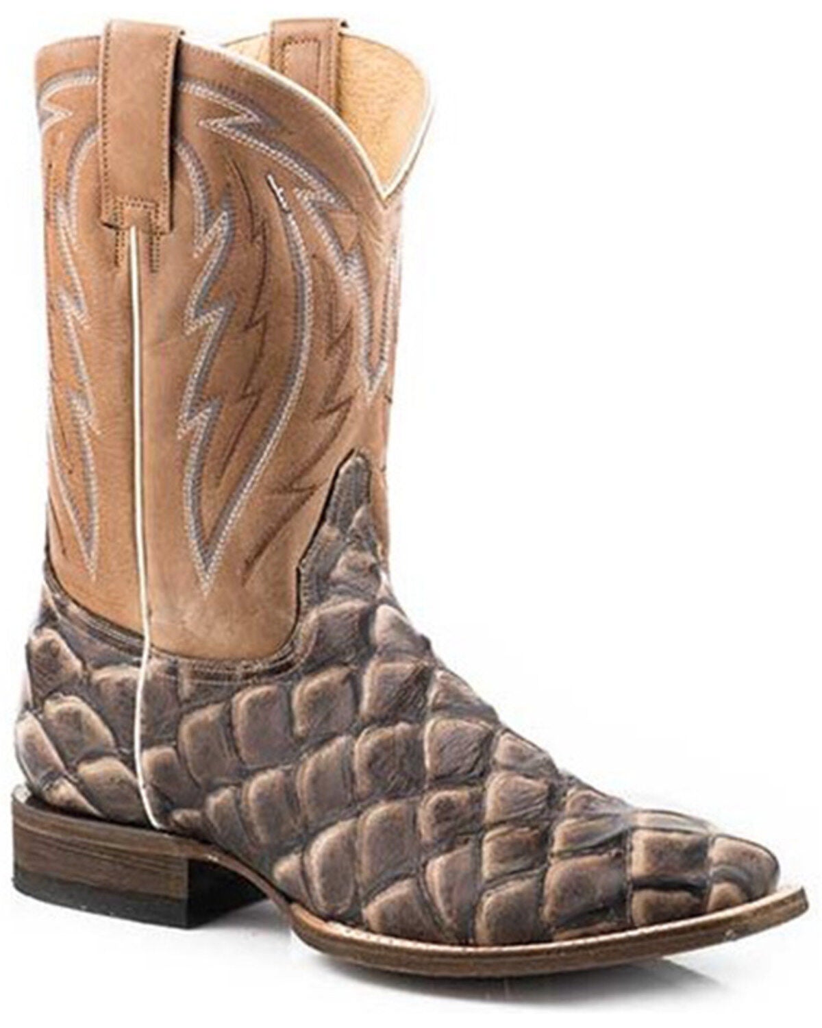 Roper Men's Brown Pirarucu Leather Big Fish Performance Western Boot -
