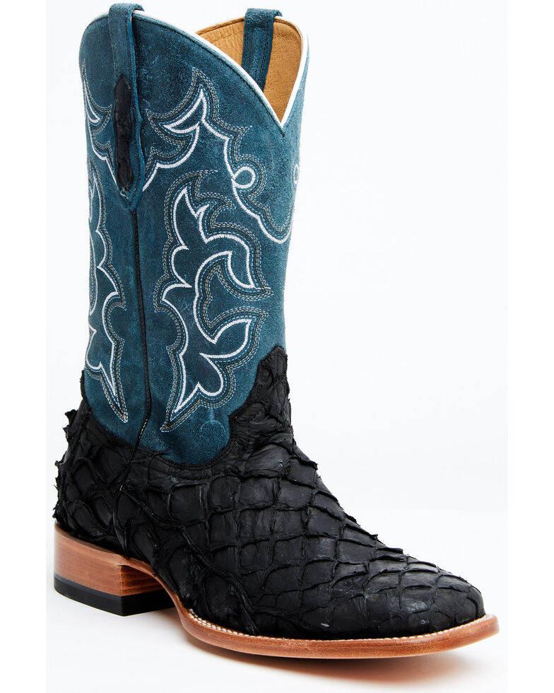 Cody James Men's Pirarucu Soul Western Exotic Boot - Broad Square Toe , Blue, hi-res