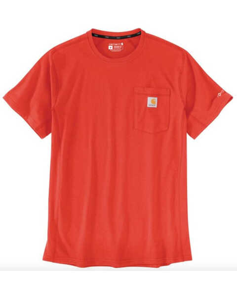Carhartt Men's Force Relaxed Midweight Logo Pocket Work T-Shirt, Bright Orange, hi-res