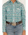 Rough Stock by Panhandle Boys' Vertical Striped Long Sleeve Western Snap Shirt, Turquoise, hi-res