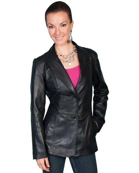 Image #1 - Scully Women's Tailored Lamb Blazer, Black, hi-res