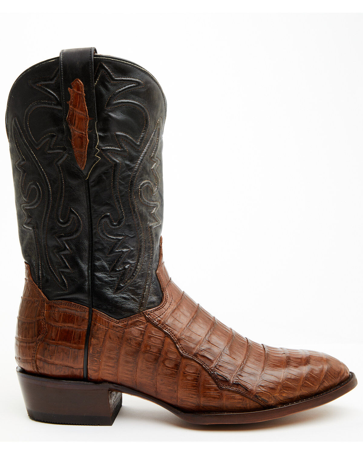 Image #2 - Dan Post Men's 12" Exotic Caiman Western Boots - Round Toe, Brown, hi-res