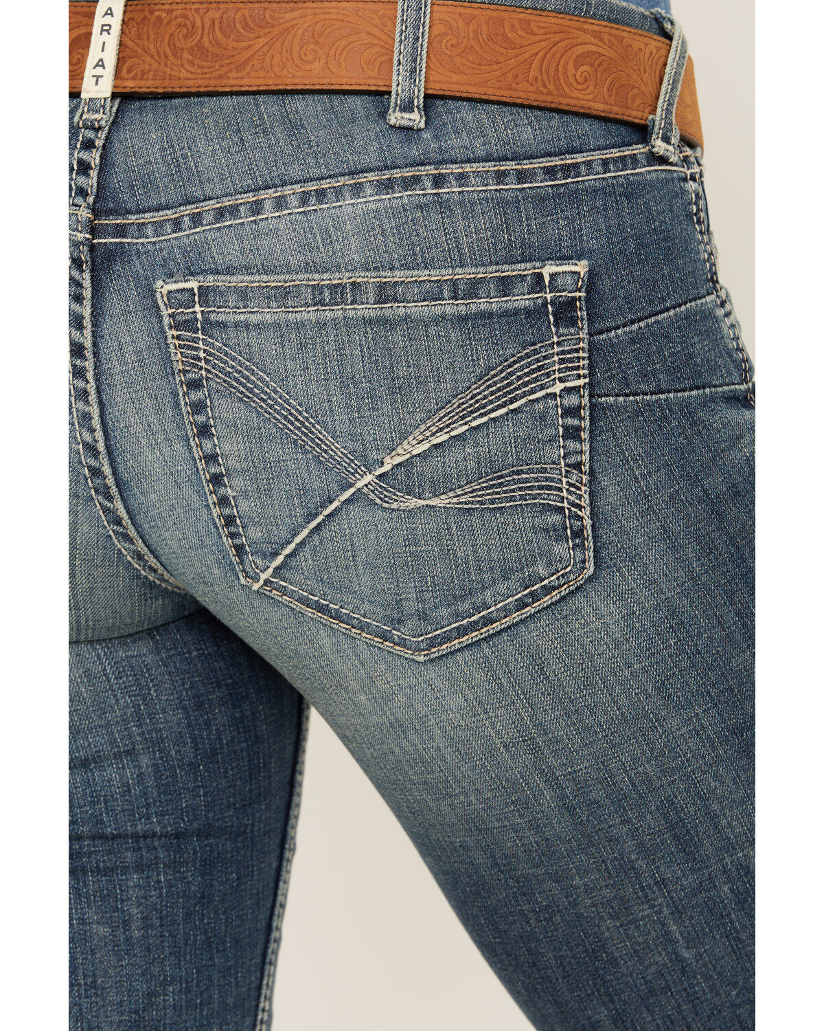 Image #4 - Ariat Women's Medium Wash Mid Rise Michela Straight Stretch Jeans, Medium Wash, hi-res