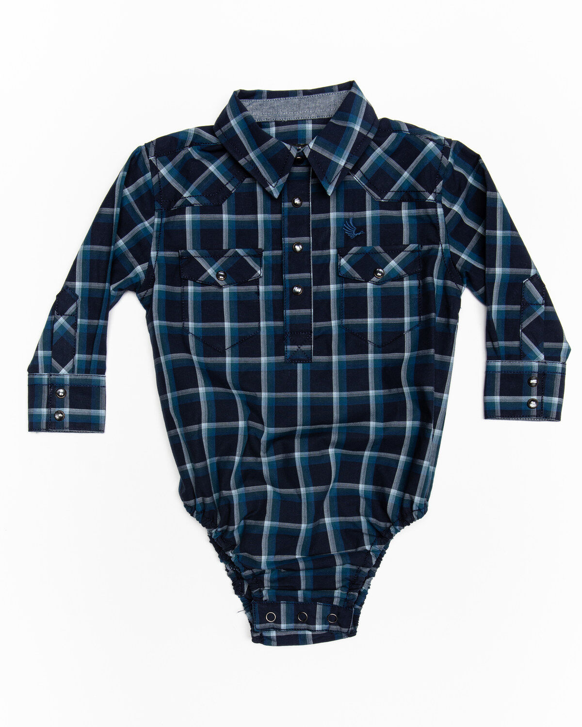 Image #1 - Cody James Infant Boys' Reins Plaid Long Sleeve Onesie, Navy, hi-res