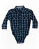 Image #1 - Cody James Infant Boys' Reins Plaid Long Sleeve Onesie, Navy, hi-res