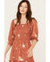 Wild Moss Women's Jacquard Smocked Front Dress, Rust Copper, hi-res