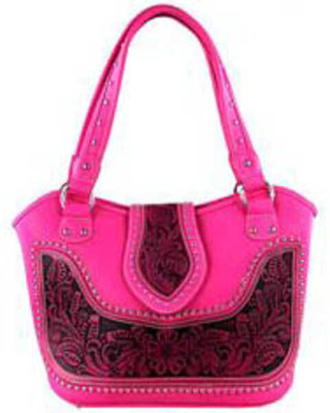 Image #1 - Montana West Women's Hot Pink Tooled Concealed Carry Handbag, Hot Pink, hi-res