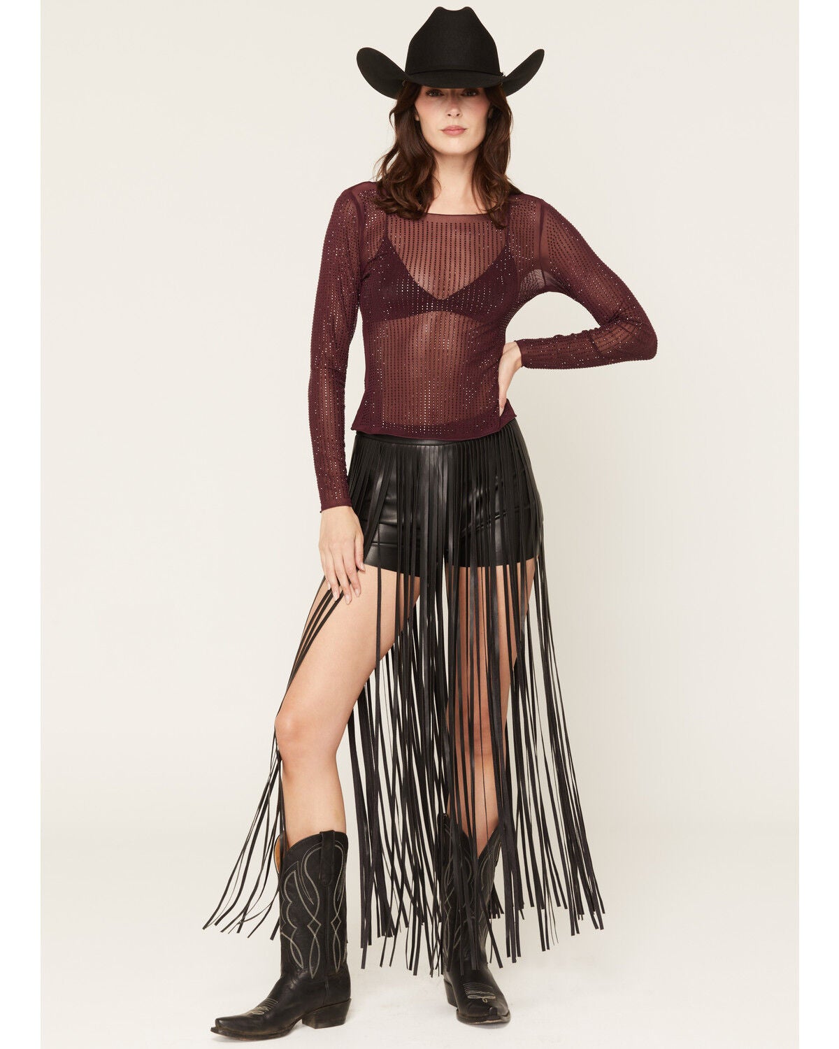 Image #1 - Idyllwind Women's Hanoverian Faux Leather Fringe Shorts, Black, hi-res
