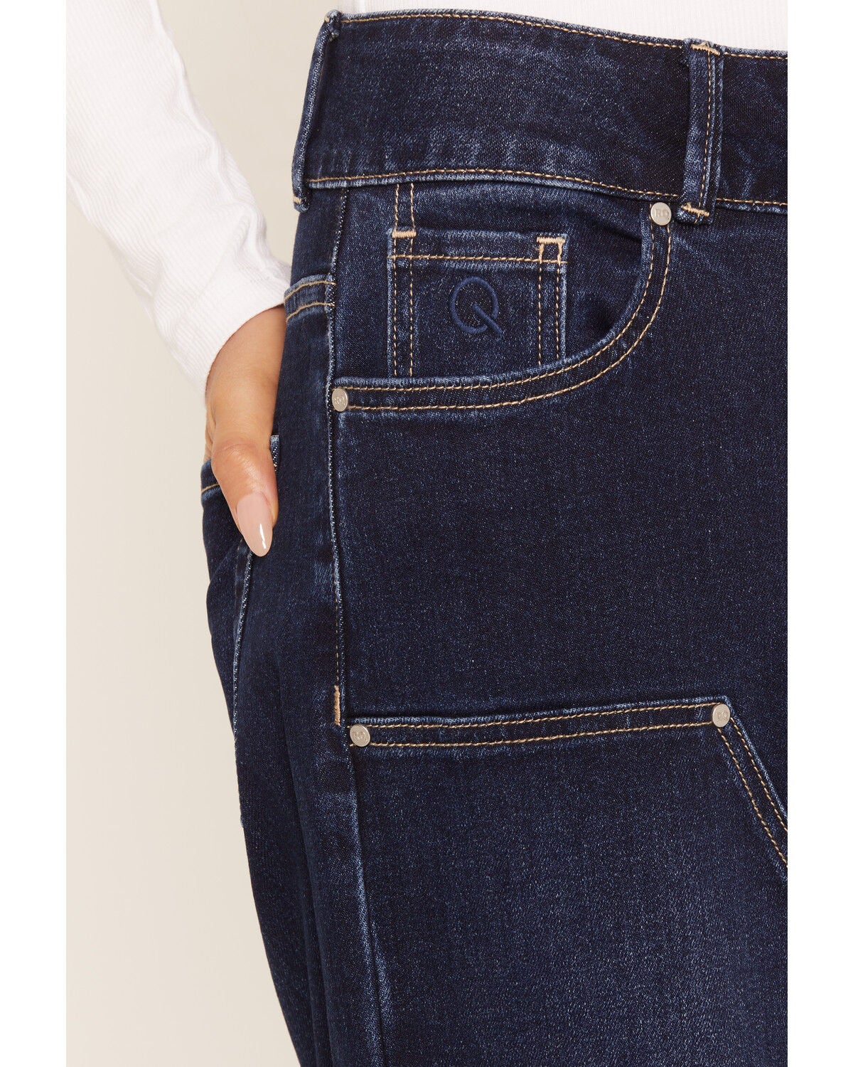 Image #2 - Rodeo Quincy X Boot Barn Women's Not Our First Rodeo Dark Wash High Rise Wide Leg Stretch Denim Jeans, Dark Wash, hi-res