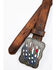 Cody James Boys' American Slash Rectangular Buckle Belt, Brown, hi-res