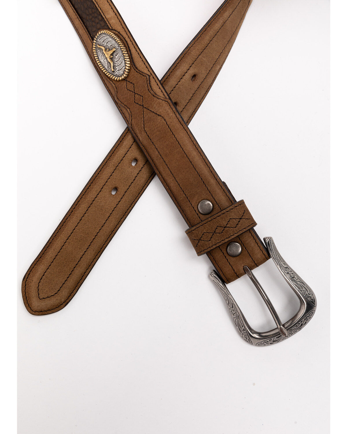 Image #3 - Cody James Men's Longhorn Croc Inlay Western Belt, , hi-res