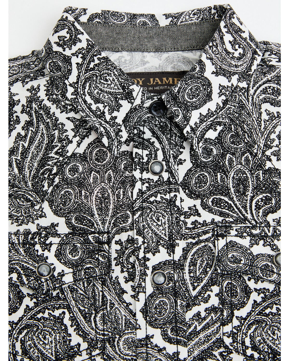 Image #2 - Cody James Toddler Boys' Botanical Paisley Print Long Sleeve Snap Western Shirt, Black, hi-res