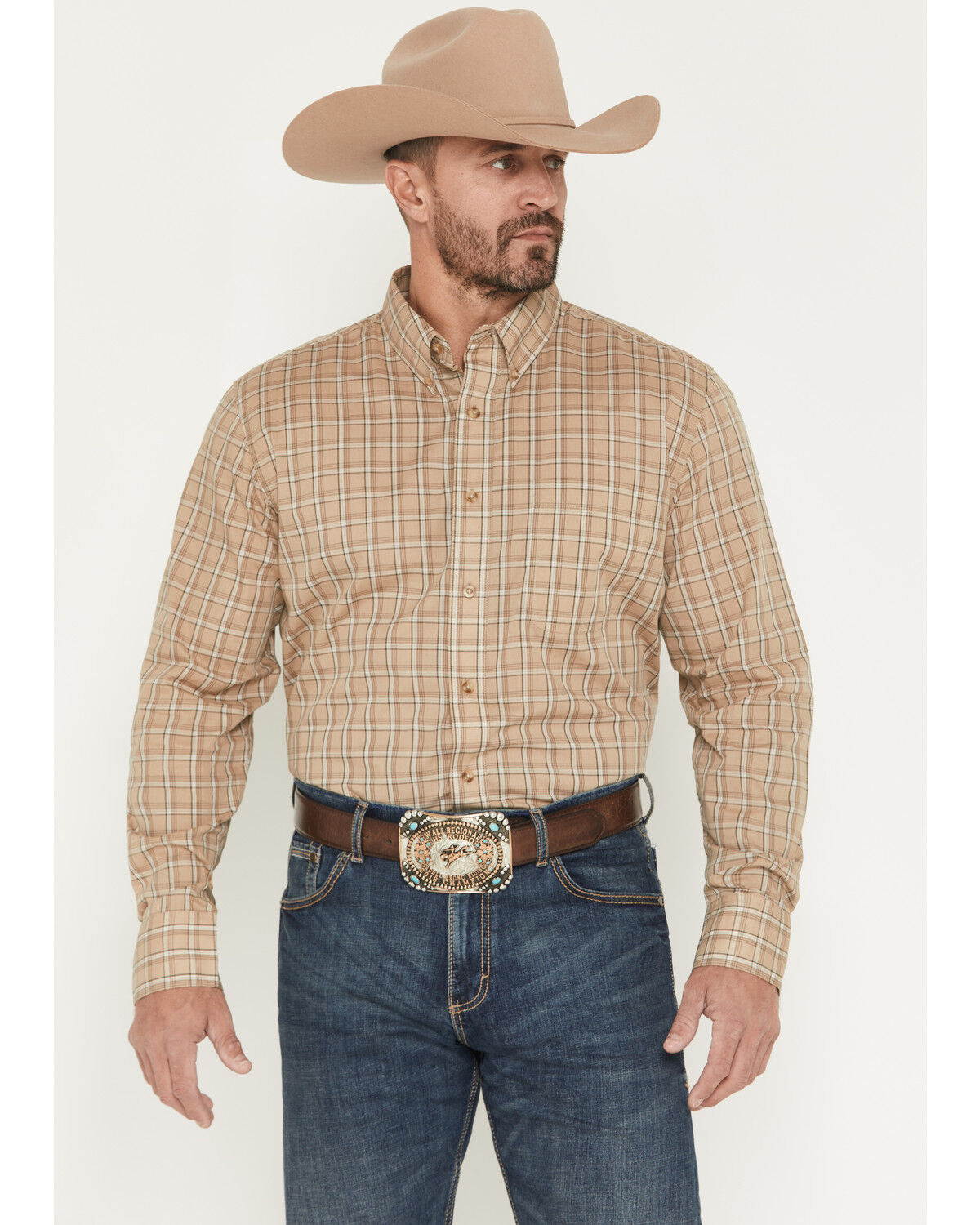 Image #2 - Wrangler Riata Men's Assorted Plaid Print Short Sleeve Button-Down Western Shirt, Multi, hi-res