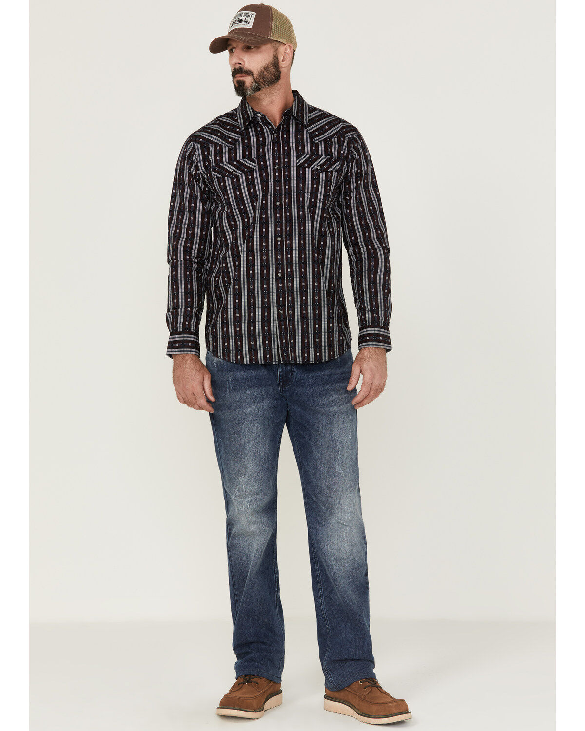 Image #2 - Moonshine Spirit Men's Otoe Stripe Long Sleeve Snap Western Shirt, Navy, hi-res
