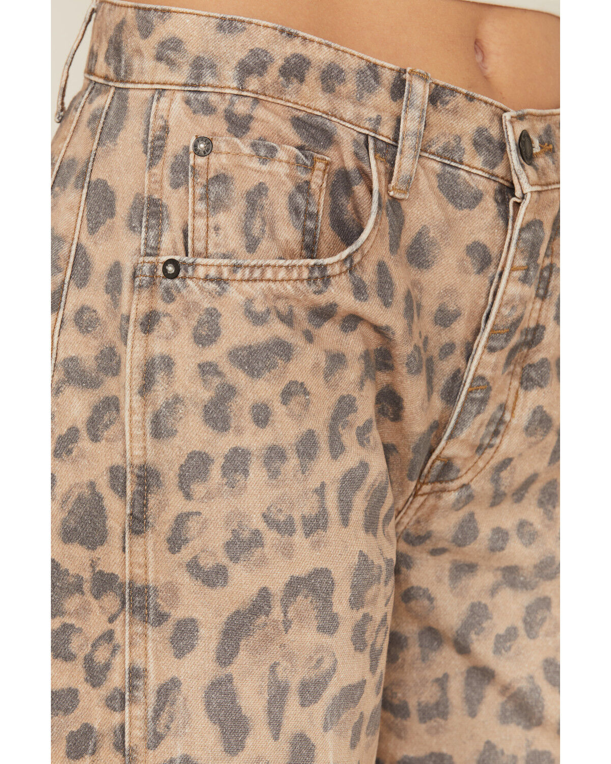 Image #2 - Free People Women's Good Luck Leopard Printed High Rise Barrel Jeans, Multi, hi-res