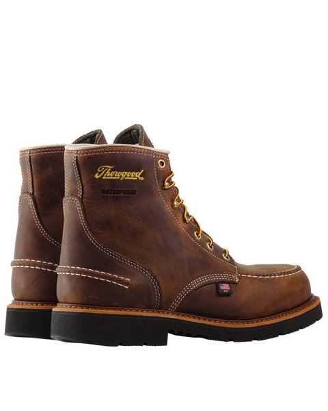 Thorogood Men's Crazyhorse Made In The USA Waterproof Work Boots - Steel Toe, Brown, hi-res