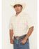 Image #1 - Ely Walker Men's Boot Barn Exclusive Geo Print Short Sleeve Snap Western Shirt, Cream, hi-res