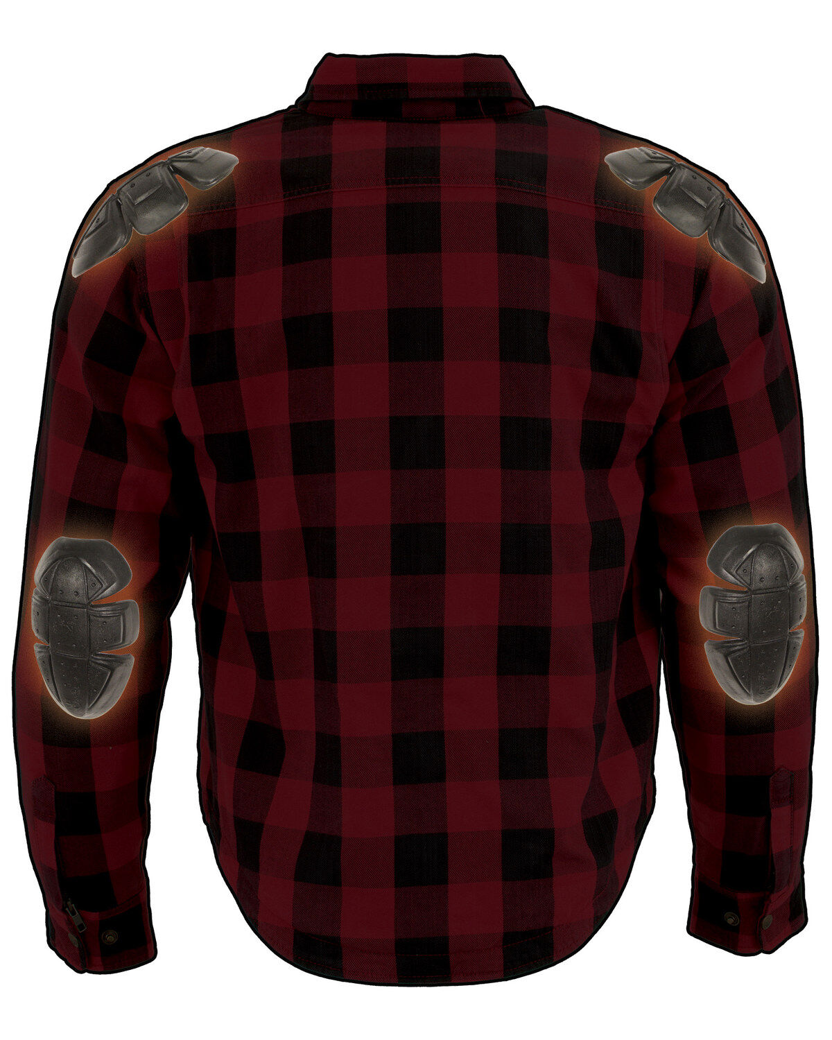 Image #2 - Milwaukee Performance Men's Aramid Checkered Flannel Biker Shirt - Big & Tall, Black/red, hi-res